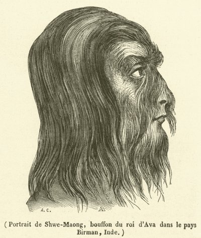 Portrait of Shwe-Maong, jester of the King of Ava in Burma, India by French School