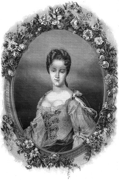 Portrait of Dona Olimpia Maidalchini of Viterbo (1594-1657), very close advisor to Pope Innocent X. Engraving in 