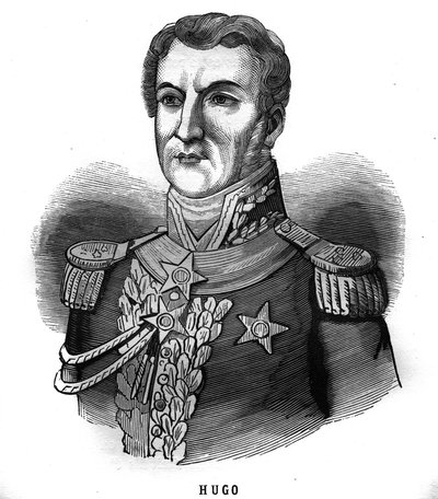 Portrait of Joseph Leopolde Sigisbert Hugo (1773-1828), General of the First Empire, father of Victor Hugo. Engraving in Les Illustrations De L