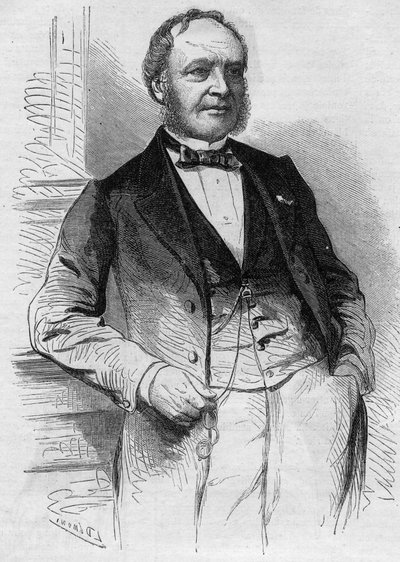 Portrait of Louis Christophe Francois Hachette (1800-1864), French editor. Engraving in “Le Monde Illustré” n°383 of 13 August 1864 by French School