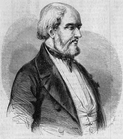Portrait of Louis Garneray (1783-1857), French sailor, painter and marine historian. Engraving in 