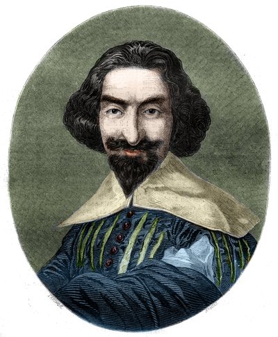 Portrait of Miguel de Cervantes Saavedra (1547-1616), Spanish writer. Engraving from 1852 from the painting of Velasquez. by French School