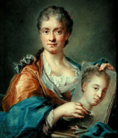 Portrait of a lady drawing a portrait, c.1750s by French School