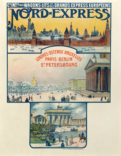 Poster advertising the Compagnie des Wagons-Lits et des Grands Express Europeens, London to St Petersburg, early 20th century by French School