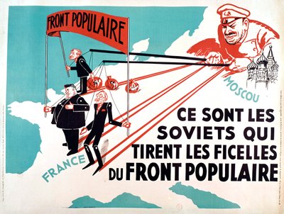 Poster Depicting Edouard Herriot, Leon Blum as the Puppets of Moscow by French School