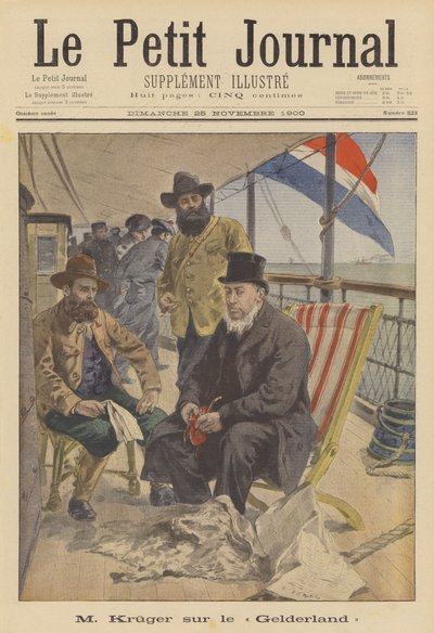 President Kruger of Transvaal sailing into exile on board the Dutch ship Gelderland by French School