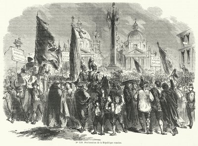 Proclamation of the Roman Republic, Italy, 9 February 1849 by French School