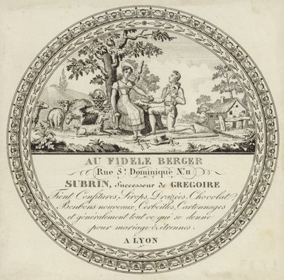 Product label for a French sweetshop by French School