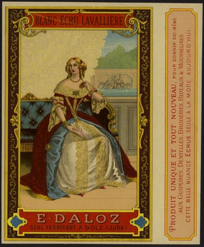 Product Label with an Image of a Well Dressed Woman by French School