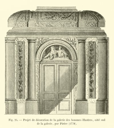 Decoration Project for the Gallery of Illustrious Men, South Side of the Gallery, by Pietre, 1778 by French School
