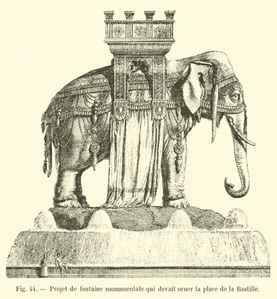 Project for a Monumental Fountain that was to Adorn the Place de la Bastille by French School