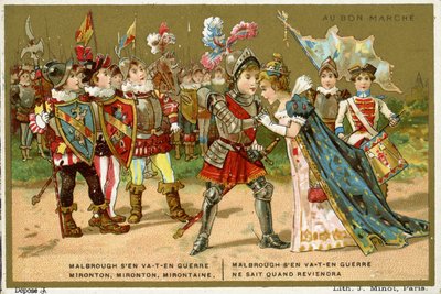 Promotional card for the Parisian Department Store Au Bon Marché, depicting one of the most popular folk and children