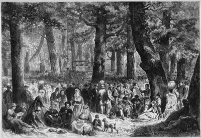 Protestant custom: the zendingsfeest or Missions festival held in Holland. Pilgrims eat during the preacher