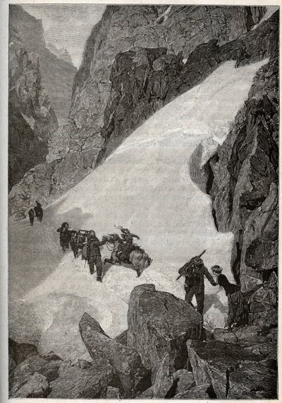 Pyrenees - ascension of the Pic du Midi - engraving in PATRIE - DESCRIPTION PIQUE DE LA FRANCE EN 6 VOLUMES BY LUCIEN HUARD - end 19th century by French School