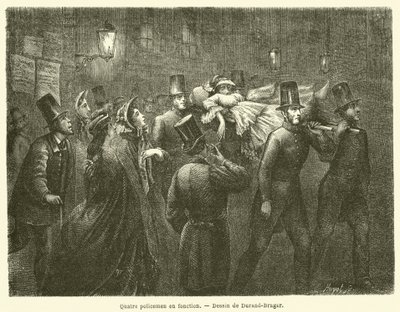 Four Policemen on Duty (engraving) by French School