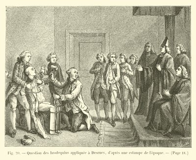 Question of the boots applied to Desrues, after a print of the time by French School