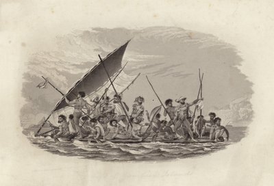Raft, Gambier Islands by French School
