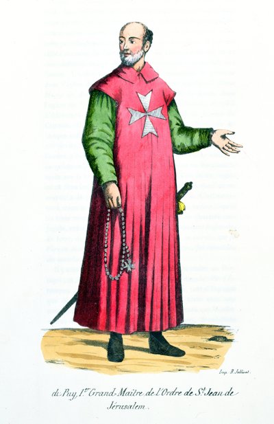 Raymond de Puy, First Grand Master of the Order of St. John of Jerusalem, illustration from History and Costumes of Monastic Orders by Father Helyot, 1842 by French School