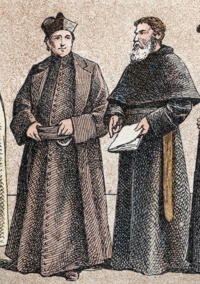 Religious Costumes: Portrait of a Jesuit and an Assumptionist Brother by French School