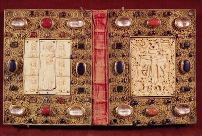 Reliquary plaque depicting the Virgin and Child with Saints and the Crucifixion by French School