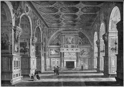 Renaissance architecture: general view of the ballroom with French ceiling realized by Niccolo dell
