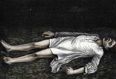 Representation of the attitude of a man during an attack of great evil epileptic crisis by French School