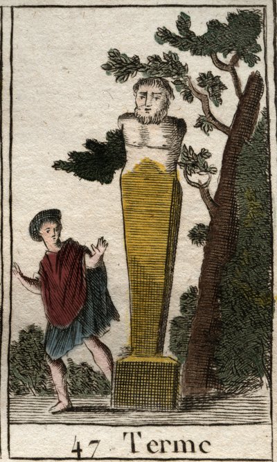 Representation of the god Terminus, as a stone terminal of land and possessions. From 
