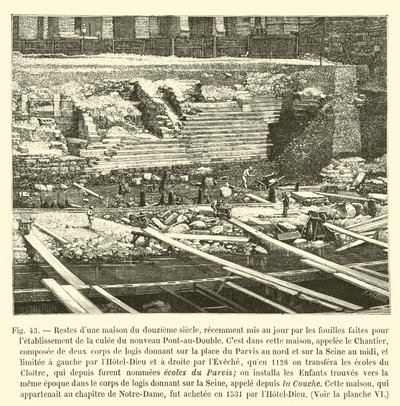 Remains of a twelfth-century house, recently unearthed by excavations for the establishment of the abutment of the new Pont-au-Double by French School
