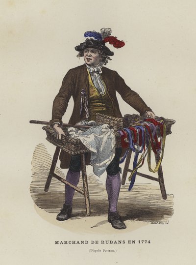 Ribbon Seller, 1774 by French School