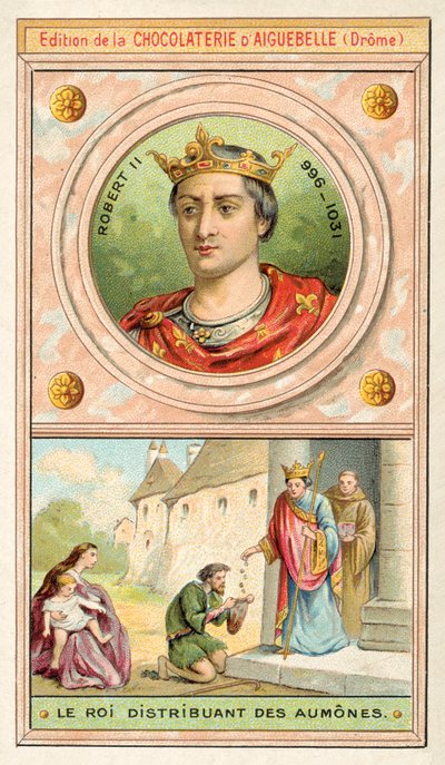 Robert II of France distributing alms by French School