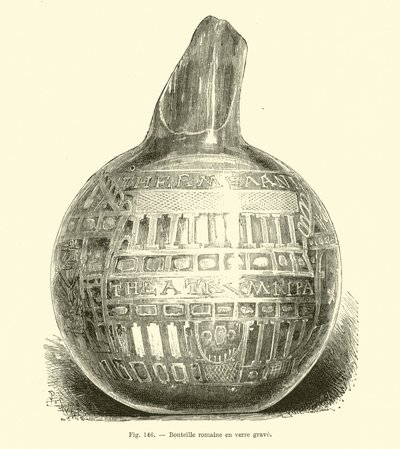 Roman Engraved Glass Bottle by French School