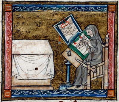 Scribe copying from an exemplar, illustration from 