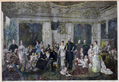 Royal families gathering in Denmark to celebrate silver wedding of the czar and czarina in a small village of Juleboekshusene from 