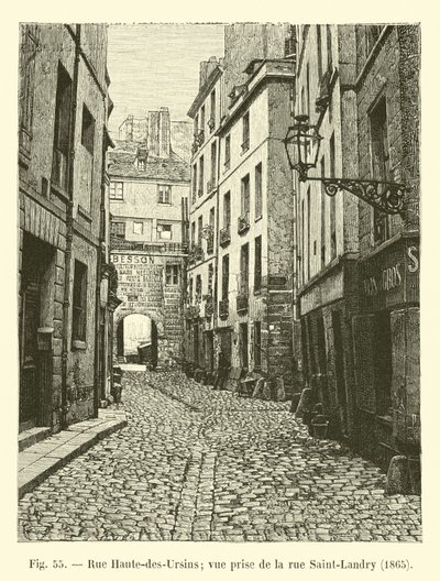 Rue Haute-des-Ursins; view taken from rue Saint-Landry, 1865 by French School