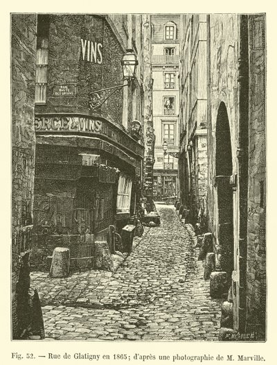 Rue de Glatigny in 1865; after a photograph by Mr. Marville by French School