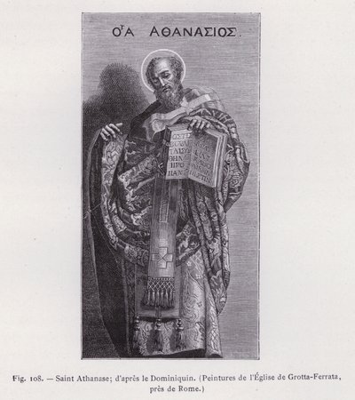 Saint Athanasius; after Domenichino, Paintings of the Church of Grotta-Ferrata, near Rome (engraving) by French School
