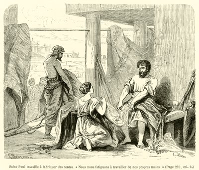 Saint Paul Making Tents, "We Work Hard with Our Own Hands" by French School