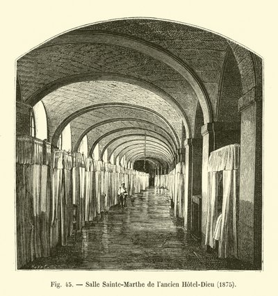 Sainte-Marthe Hall of the old Hotel-Dieu, 1875 by French School