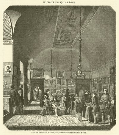 Reading Room of the Newly Founded French Circle in Rome (engraving) by French School
