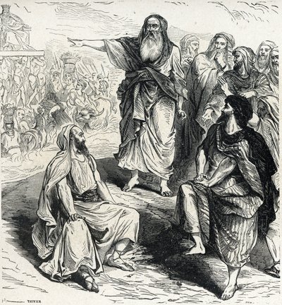 Samuel showing to the Israelites the dangers of having a king Engraving from Lahure 19th century Private Collection by French School