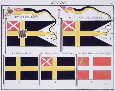 Scandinavian Flags, from a French book of Flags, c.1819 by French School