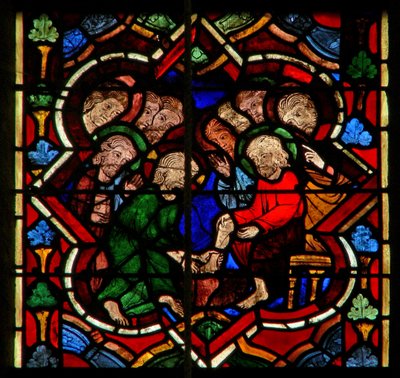 Scene depicting Christ washes His disciples