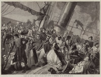 Scene on Board a French Steamer from Havre to Honfleur by French School