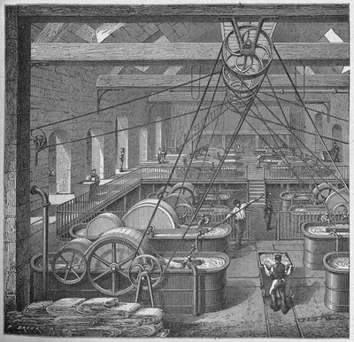 Science. Paper Making. Tubs for Rags (Cotton Paper Making) by French School