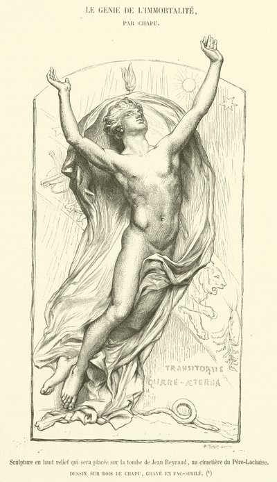 High Relief Sculpture to be Placed on the Tomb of Jean Reynaud, at Pere-Lachaise Cemetery (engraving) by French School