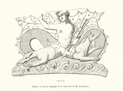 Scylla, Ancient Greek bronze plaque by French School