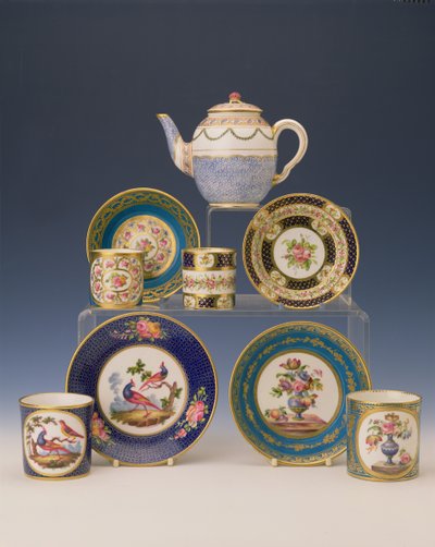Selection of Teapots, Plates and Cups by French School