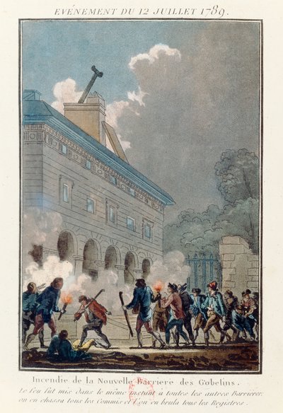 Setting fire to the Wall of the Fermiers Generaux in Paris on 12 July, 1789 by French School