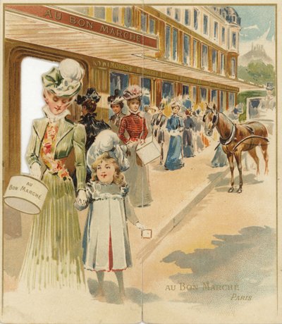 Shoppers Outside Department Store by French School