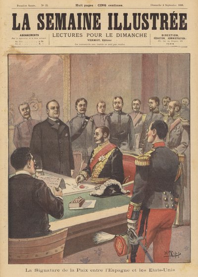 Signing of a Protocol of Peace Ending Hostilities in the Spanish-American War, Washington DC, 12 August 1898 by French School
